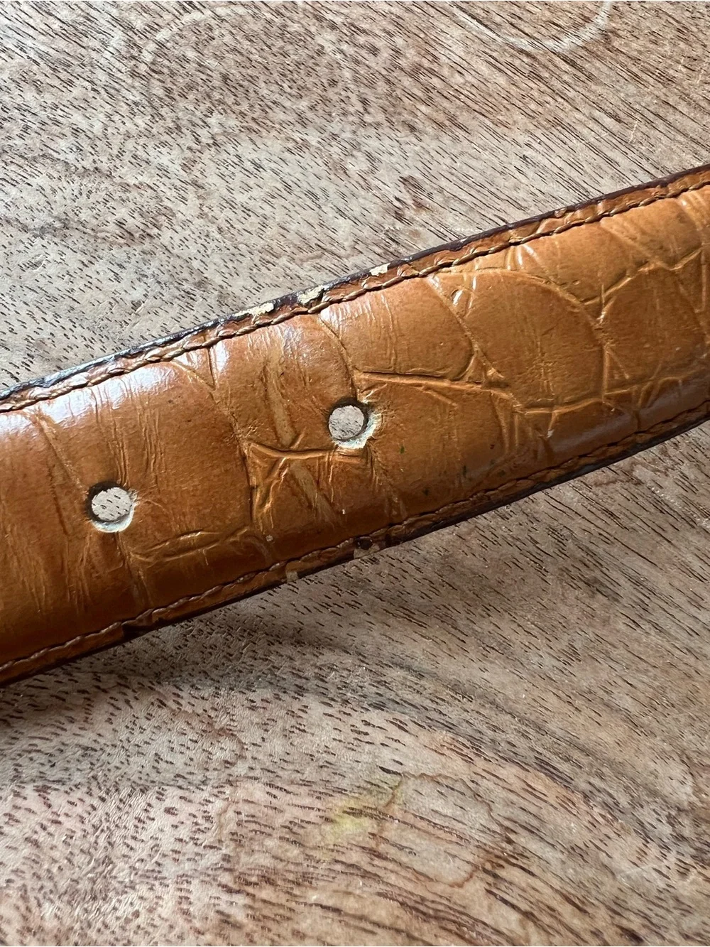 Vintage Western Croc-Embossed Belt with Statement antique Gold Buckle
